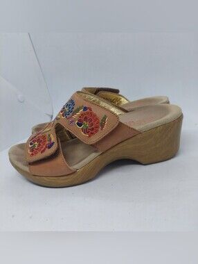Alegria Linn Sandals LIN-647N Embroidered Leather Floral Womens Size 37 US 7-7.5